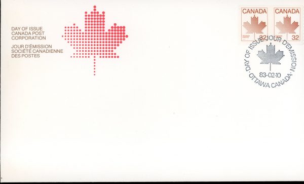 Canada FDC#951pa - Maple Leaf (1983) 2 x 32¢ Pair