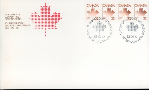 Canada FDC#951 - Maple Leaf (1983) 4 x 32¢ Strip of 4