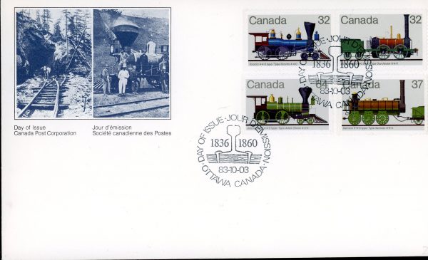 Canada FDC#999-1002 - Canadian Locomotives (1836-1860)-1 (1983) 2 x 32¢, 1 x 37¢, 1 x 64¢ Series of 4