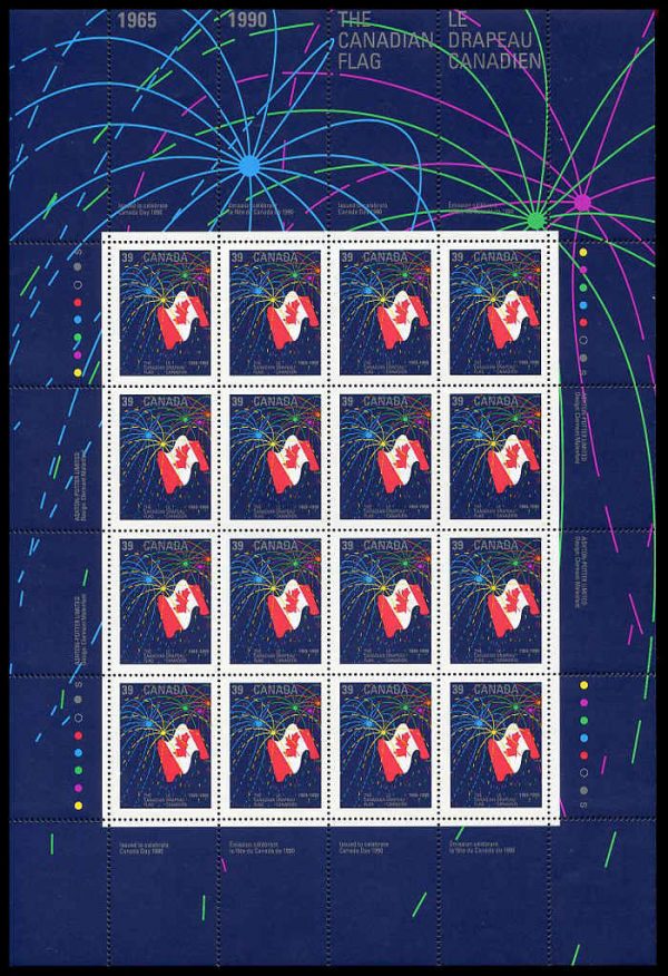 Canada Stamp SHEET#1278 - Canadian Flag with Fireworks (1990) 39¢