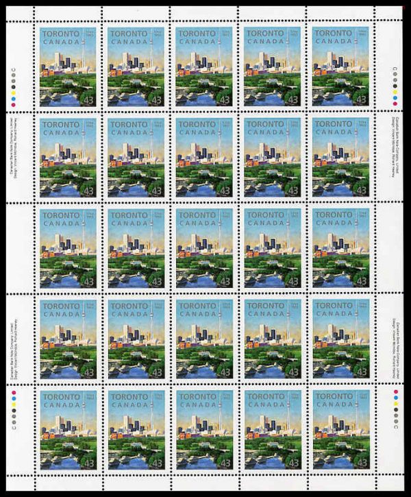 Canada Stamp SHEET#1484 - Founding of Toronto (1993) 43¢