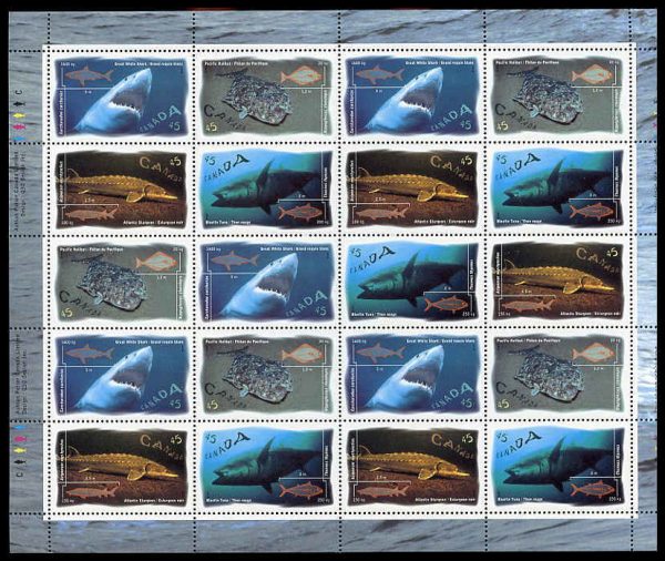 Canada Stamp SHEET#1644a - Ocean Water Fish (1997) 4 x 45¢