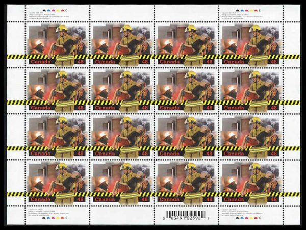 Canada Stamp SHEET#1986 - Firefighter carrying victim (2003) 48¢