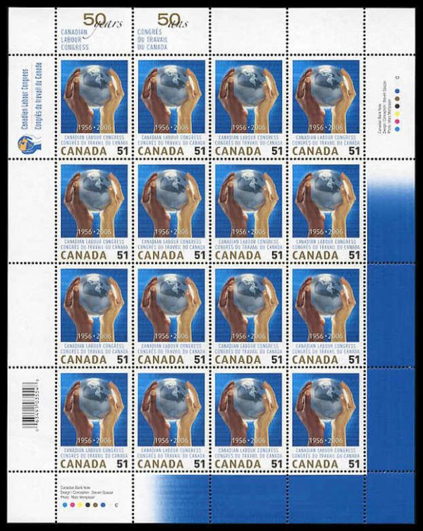 Canada Stamp SHEET#2149 - Hands holding globe (2006) 51¢