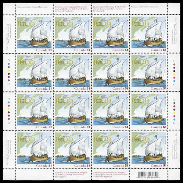 Canada Stamp SHEET#2155 - Two-masted sailing ship (2006) 51¢