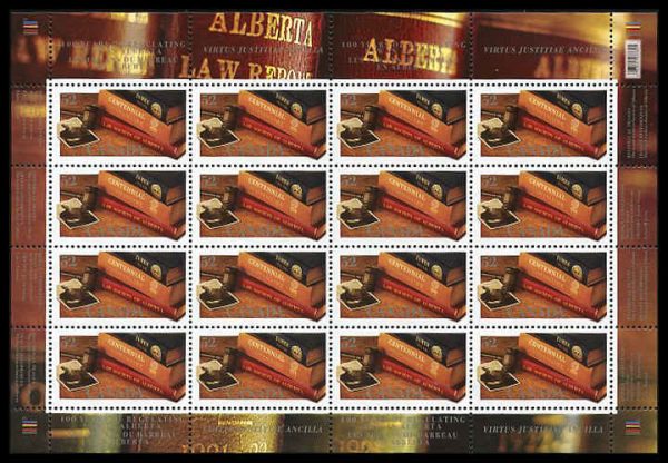 Canada Stamp SHEET#2228 - Law Society of Alberta, Books, gavel, photo of James Muir (2007) 52¢