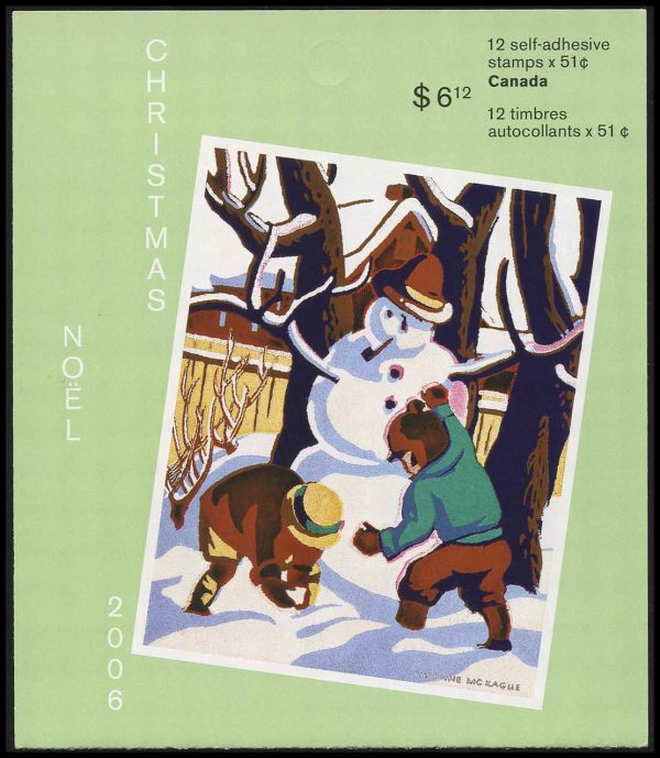 Canada Stamp Booklet - #BK337 - Snowman, by Yvonne McKague Housser (2006) 12 x 51¢