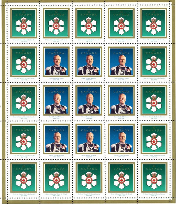 Canada Stamp SHEET#1447a - Order of Canada / Roland Michener (1992) 2 x 42¢ Se-tenant pair (1446, 1447)