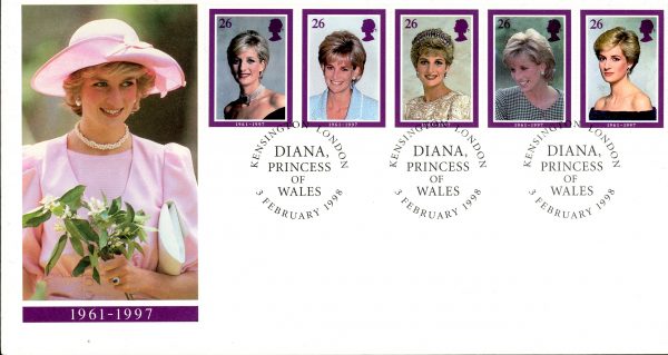 GB 1998 ROYALTY LADY DIANA KENSINGTON FIRST DAY COVER FDC, DEATH, UNADDRESSED