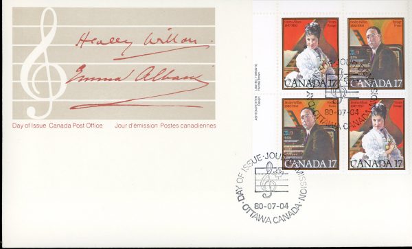 Canada OFDC PB#861a - Canadian Musicians (1980)