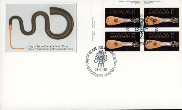 Canada OFDC PB#878 - Antique Mandora (1981) 17¢