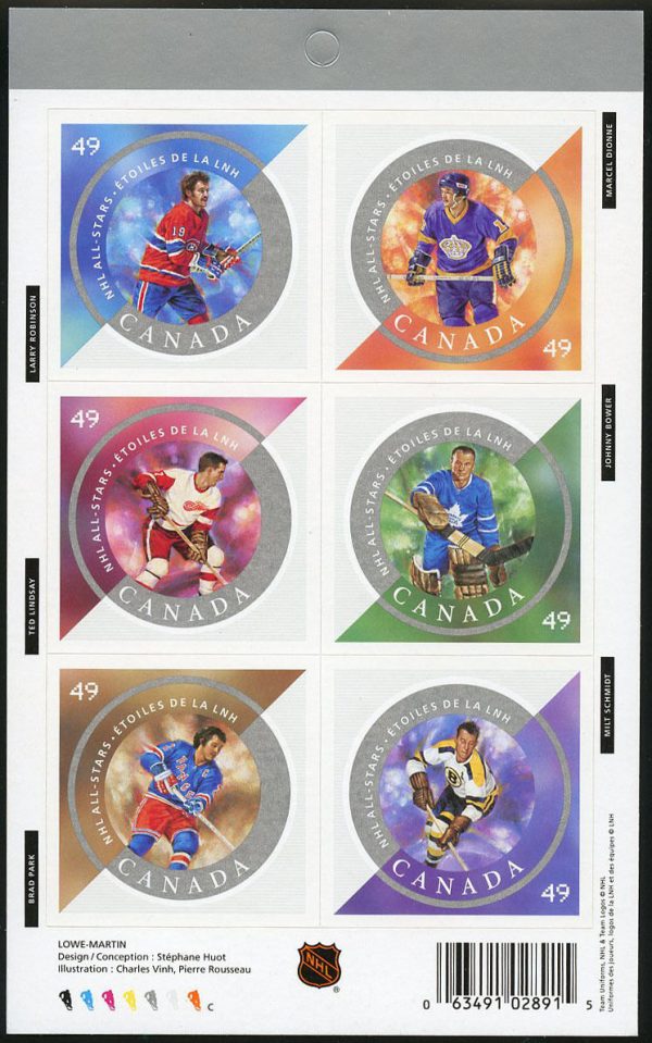 Canada Stamp Booklet - #BK284 -NHL All Stars-5 (2004) 6 x 49¢