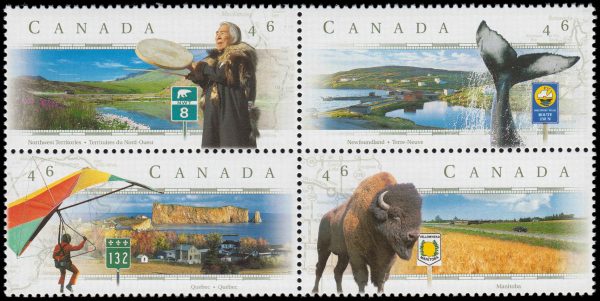 Canada Stamp #1783a - Scenic Highways-3 (1999) 4 x 46¢ Se-tenant block of 4 different (1780-1783)