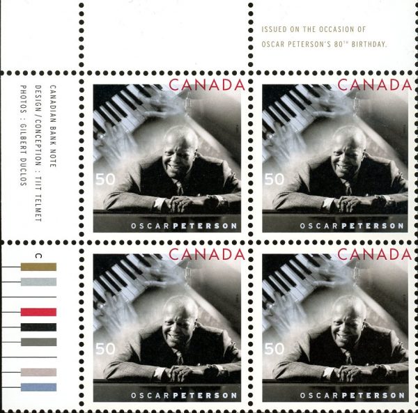 Canada Stamp PB#2118 - Oscar Peterson (1925-2007) and keyboard (2005) 50¢