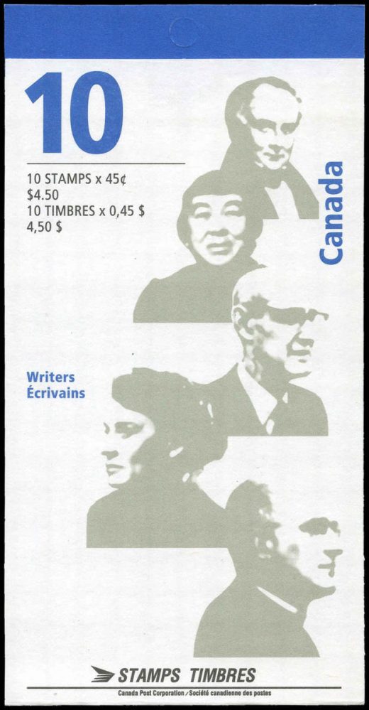 Canada Stamp Booklet - #BK195 Canadian Authors (1996) 10 x 45¢