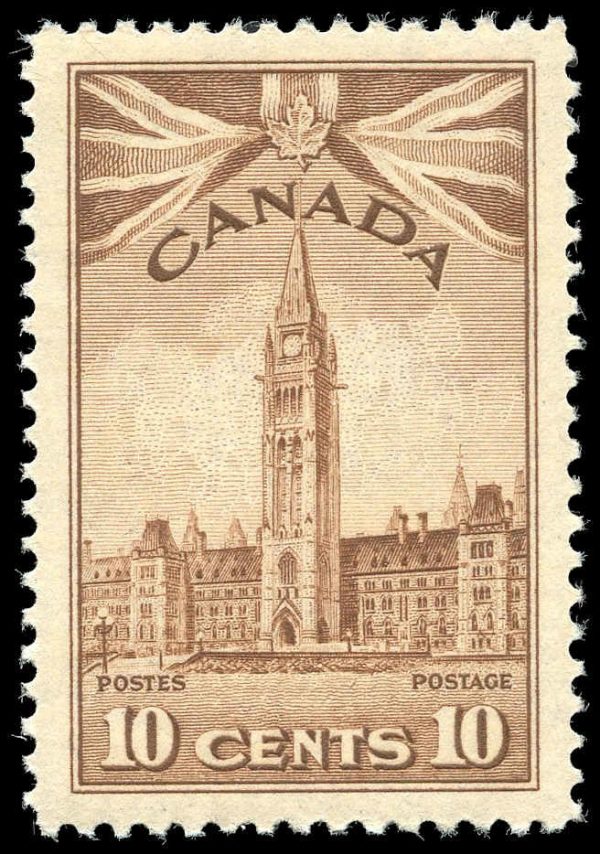 Canada Stamp #257 - Parliament Buildings (1942) 10¢ - MNH