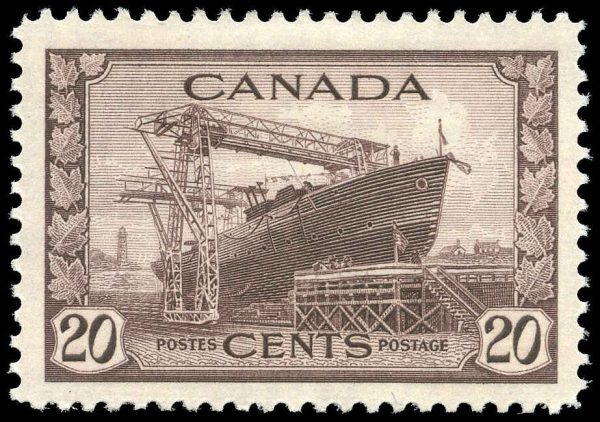 Canada Stamp #260 - Corvette (1942) 20¢ - MNH