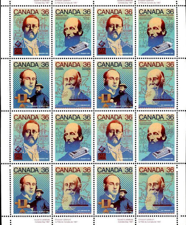 Canada Stamp SHEET#1138a - Canada Day - Science and Technology - 2 (1987) 4 x 36¢ Se-tenant block (1135-1138)