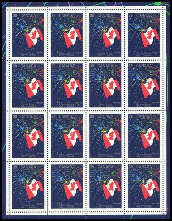 Canada Stamp SHEET#1278 - Canadian Flag with Fireworks (1990) 39¢