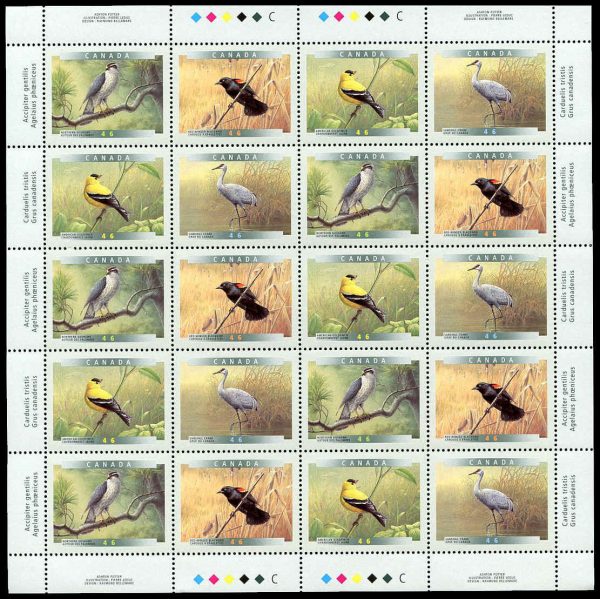 Canada Stamp SHEET#1773a - Birds of Canada-4a (1999) 4 x 46¢ Se-tenant block or strip of 4 different (1770-1773)