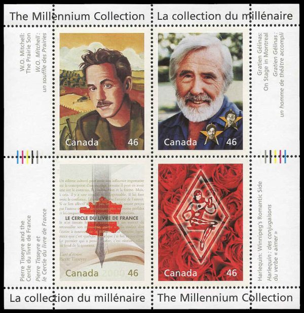 Canada Stamp #1828 - Literary Legends (2000) 4 x 46¢ Pane of 4