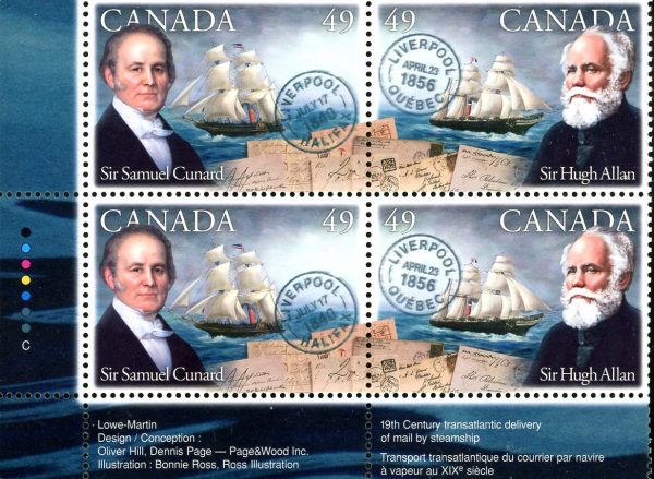 Canada Stamp PB#2042a - Pioneers of Transatlantic Mail Service (2004) 2 x 49¢