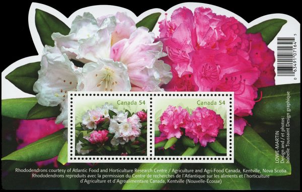 Canada Stamp #2318 - Rhododendrons (2009) 2 x 54¢ Souvenir sheet of 2