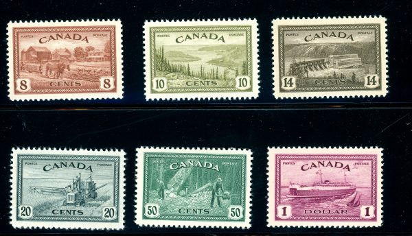 Canada complete mint set #268-73 King George VI Peace Issue