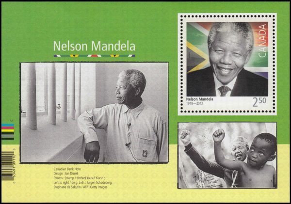 Canada Stamp #2805 - Nelson Mandela (1918-2013) (2015) $2.50 Souvenir sheet of 1 stamp (2805i)