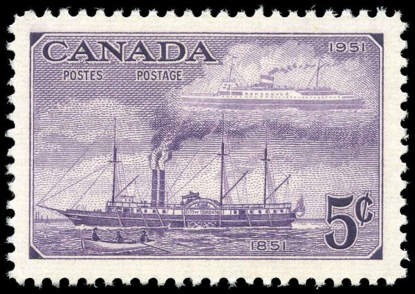 Canada Stamp #312 - Steamships of 1851 and 1951 (1951) 5¢