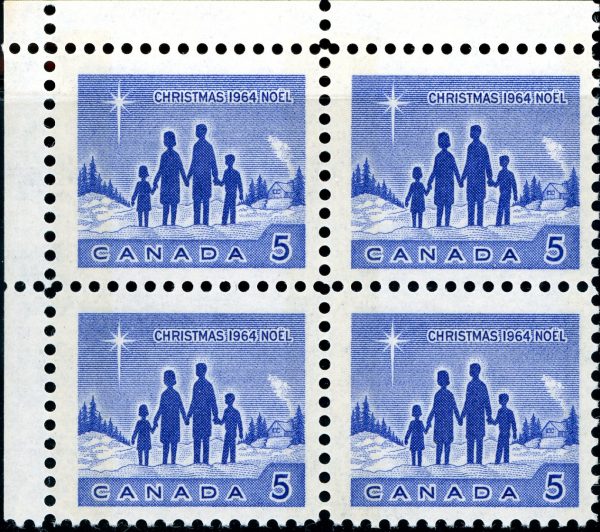 Canada Stamp CB#435pii - Star of Bethlehem (1964) 2 x 5¢ W2B, wide & narrow tag bars in margin, pair