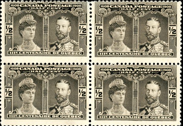 Canada Stamp #96i - Prince & Princess of Wales (1908) ½¢ Major re-entry (pos. 44) (MH)