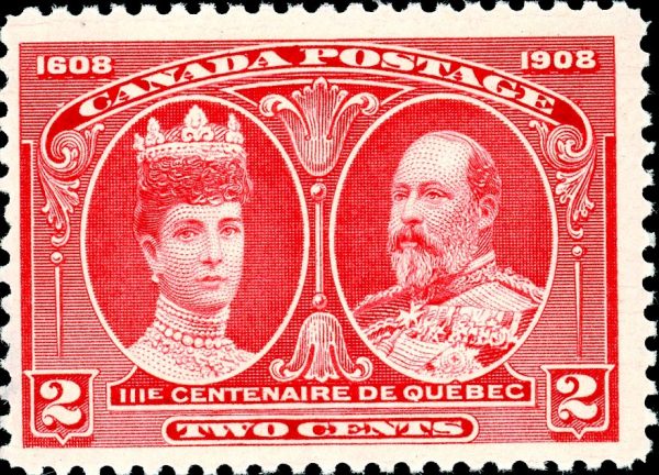 Canada Stamp #98i - King Edward VII & Queen Alexandra (1908) 2¢ MNH (Hairlines in Margin)