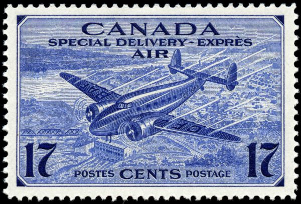 Canada Stamp - Air Mail #CE2 - Trans-Canada airplane (1943) 17¢ (VF-MLH)