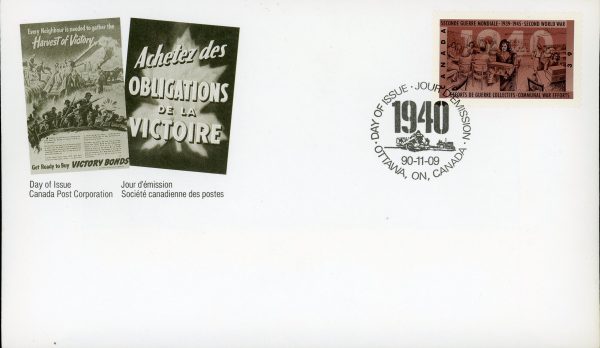 Canada FDC#1299 - Communal War Efforts (1990) 39¢