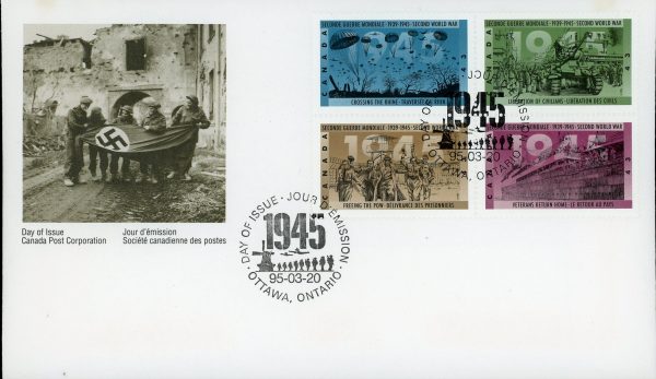 Canada FDC #1544a - Second World War-1945 (1995) 4 x 43¢