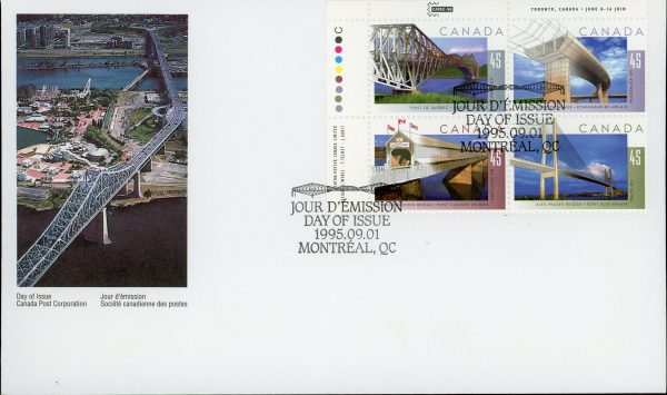 Canada FDC PB#1573a - Bridges (1995) 4 x 45¢