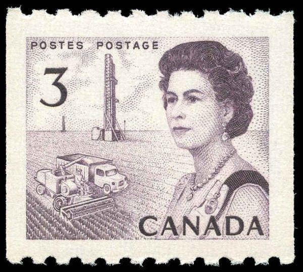 Canada Stamp #466 - Queen Elizabeth II (1967) 3¢ DF, DEX