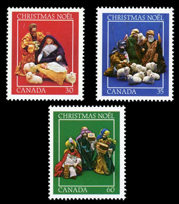 Canada Stamp #973-5 - Christmas-Creche Figures (1982) 1 x 30¢, 1 x 35¢, 1 x 60¢ Series of 3