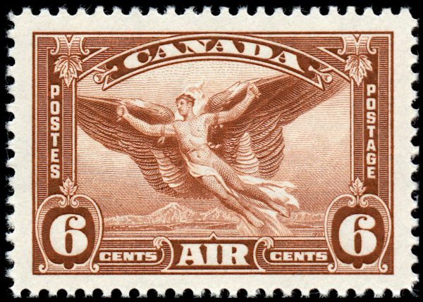 Canada Stamp - Air Mail #C5 - Daedalus in flight (1935) 6¢ (VF-MH)