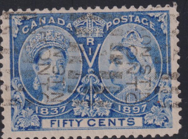 Canada Stamp #60 XX - Queen Victoria Jubilee (1897) 50¢ F-U (PRE-CANCELED)