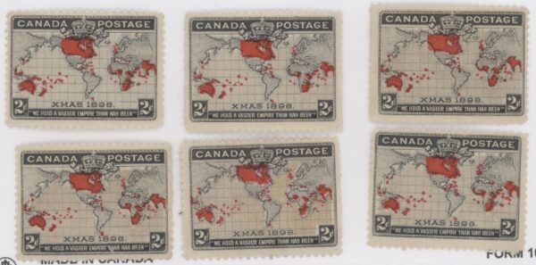 Canada Stamp #85 - Christmas, Map of British Empire (1898) 2¢ F-MNH