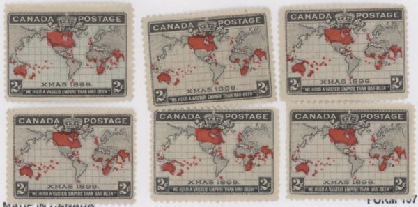 Canada Stamp #85i - Christmas, Map of British Empire (1898) 2¢ F-NH