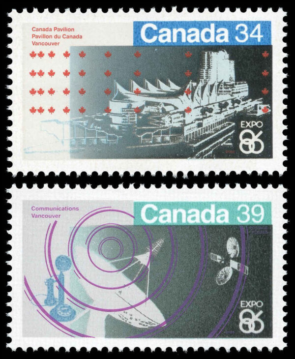 Canada Stamp #1078-9 - Expo 86 (1986) 1 x 34¢, 1 x 39¢ Set of 2 stamps