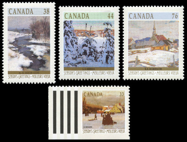 Canada Stamp #1256-9 - Christmas (Winter landscapes) (1989) 1 x 33¢, 1 x 38¢, 1 x 44¢, 1 x 76¢ Series of 4