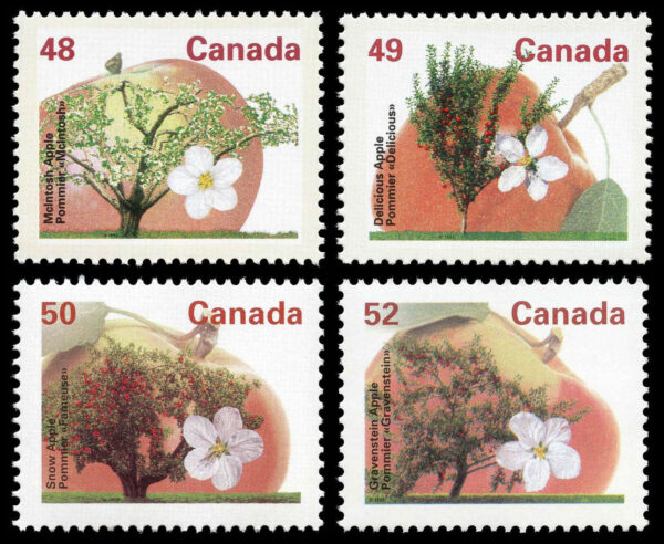 Canada Stamp #1363-6 - Fruit Tree Definitives () 1 x 48¢, 1 x 49¢, 1 x 50¢, 1 x 52¢ Series of 4