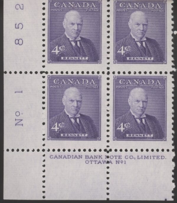 Canada Stamp PB#357 - Richard Bennett (1955) 4¢