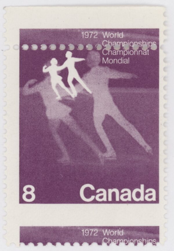 Canada Stamp #559 (PRINTING ERROR)- Figure Skaters (1972) 8¢