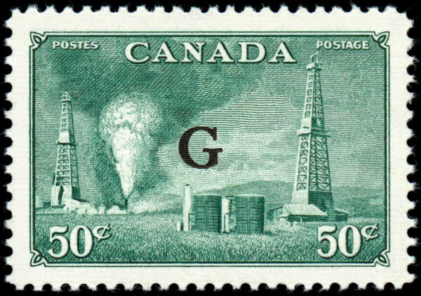 Canada STAMP- O - Official #O24 - Oil Wells (b) (1950) 50¢ Overprinted G VF-NH