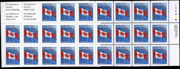 Canada Stamp Booklet - #BK178A Flag over Building (1995) 25 x 45¢ Booklet of 25 stamps (#1361e in cover), 50% recycle symbol on back cover (Copy) - Image 2